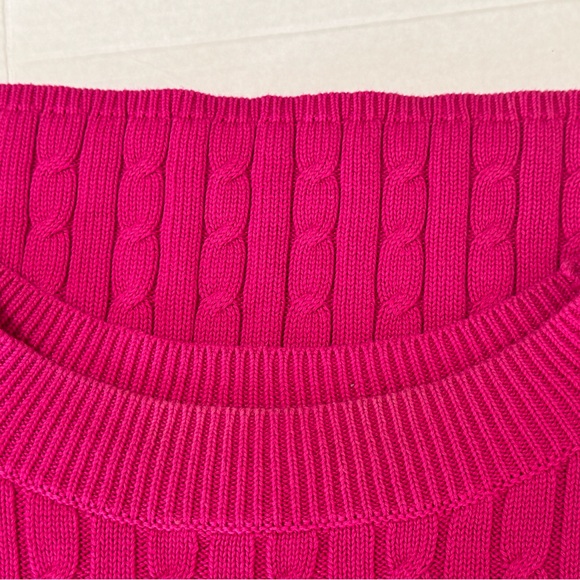 TALBOTS SWEATER. PETITE SMALL HOT PINK CABLE KNIT SWEATER. GREAT CONDITION - Picture 13 of 16